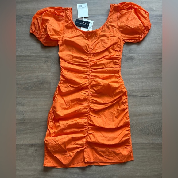 GANNI Ruched Puff Sleeve Mini Dress NEW - Picture 3 of 9